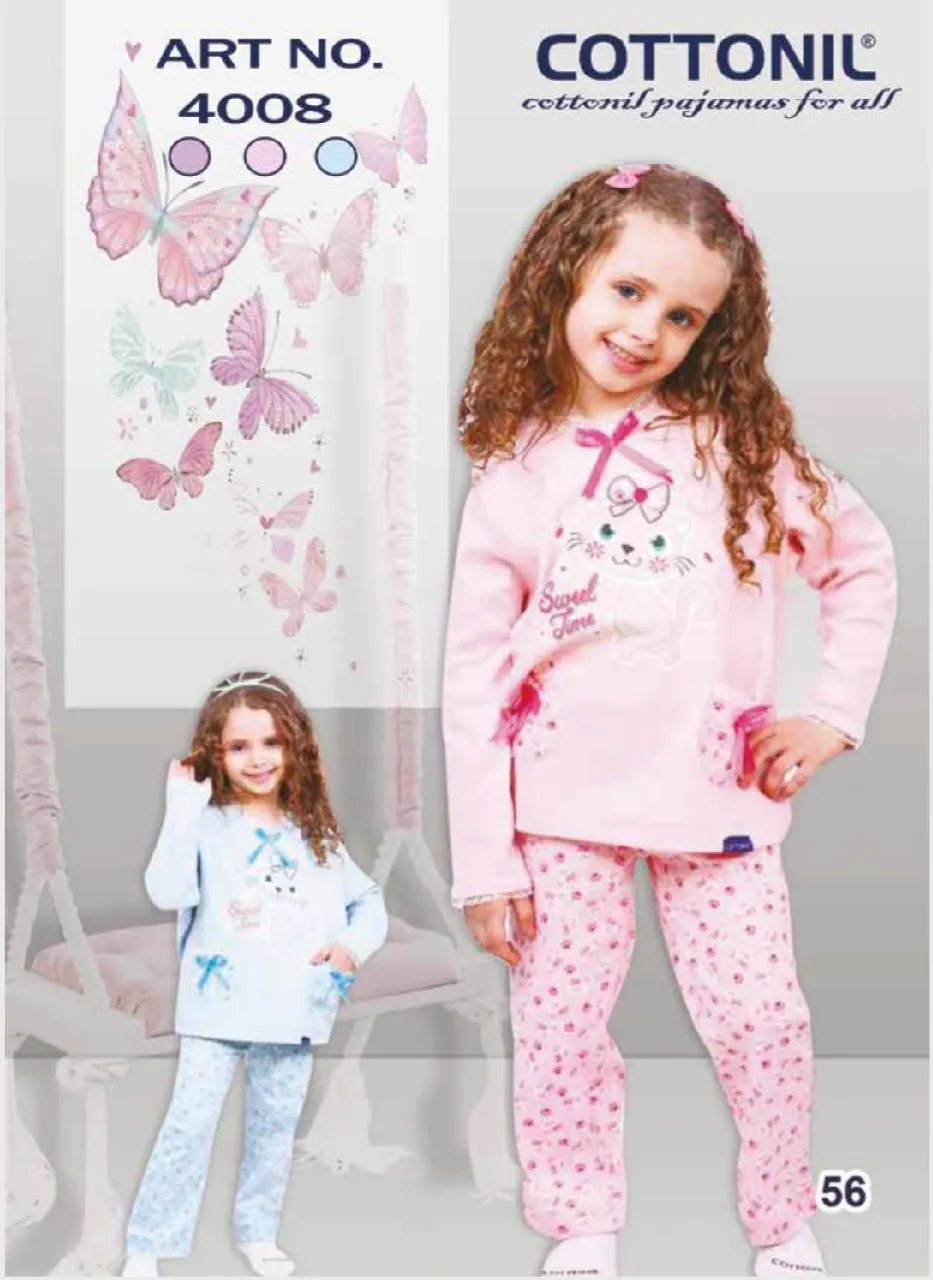 صورة بيجاما شتوي بناتي موديل 4008 